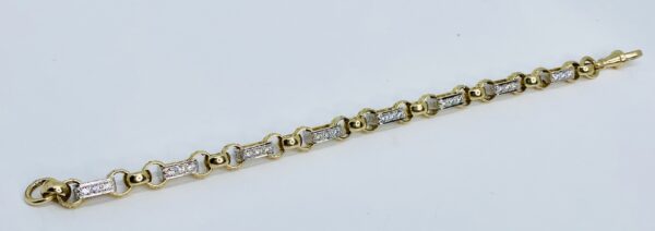 GENTS 9 CT GOLD 35 GRAMS CUBIC ZIRCONIA GYPSY LINK BRACELET - Image 2