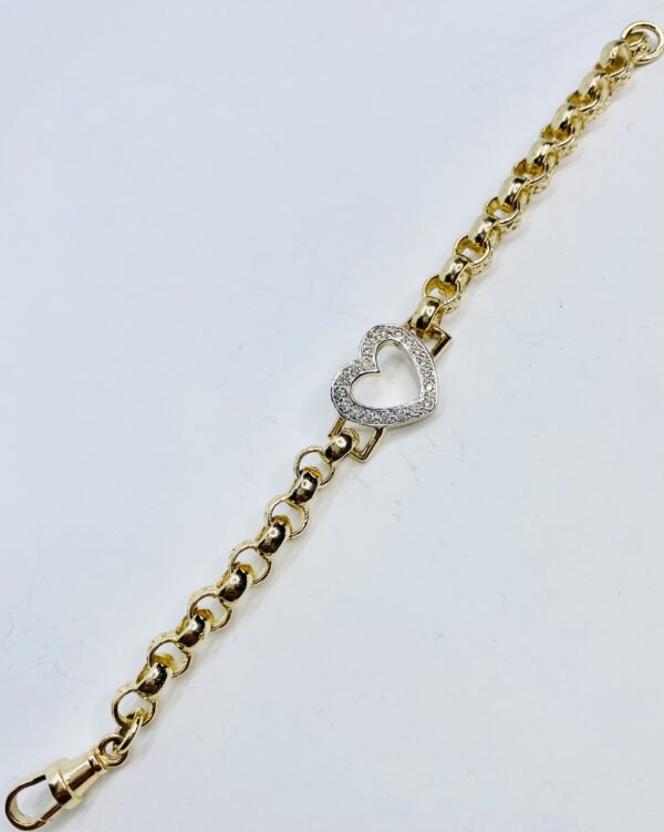 KID 9CT GOLD OPEN HEART BELCHER BRACELET 13 GRAMS - Image 2