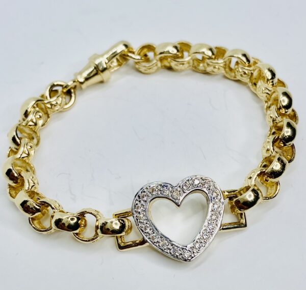 KID 9CT GOLD OPEN HEART BELCHER BRACELET 13 GRAMS