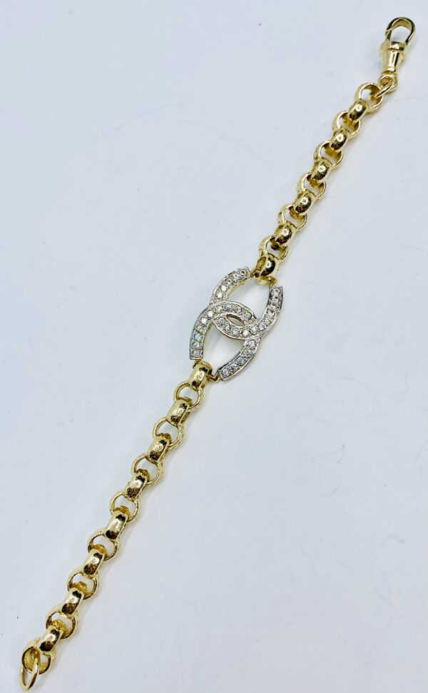 KIDS 9CT GOLD CZ HORSE SHOE BELCHER BRACELET 13 GRAMS - Image 2