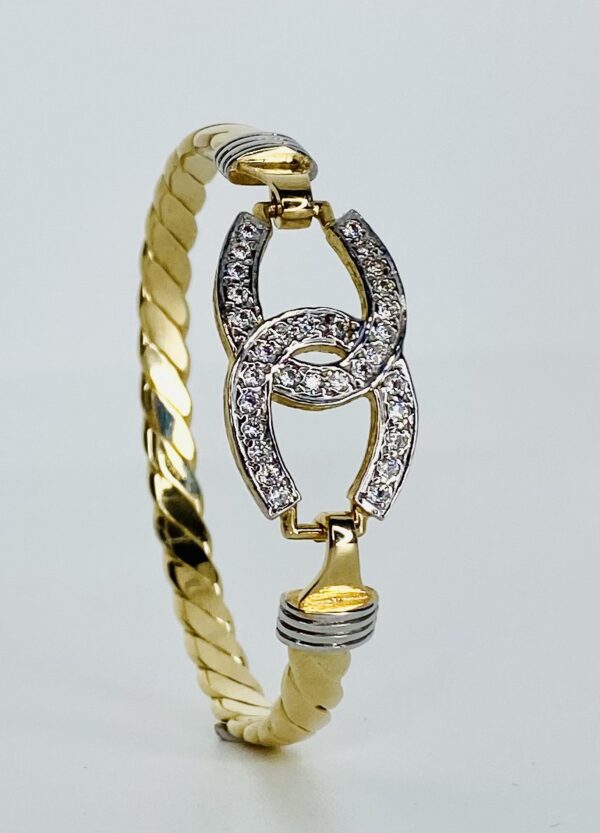 KIDS 9CT GOLD HORSE SHOE HOOK BANGLE 13 GRAMS - Image 3