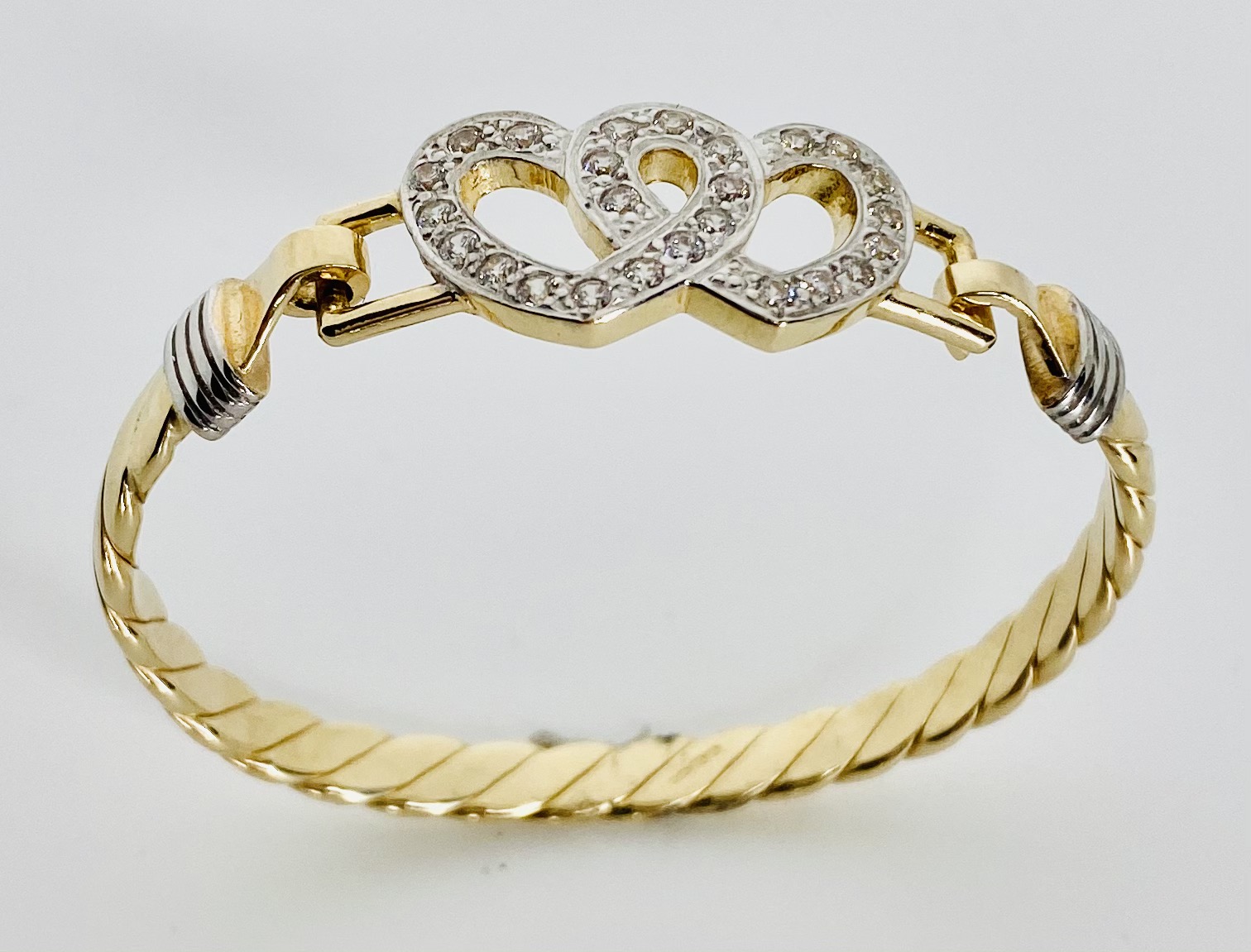 KIDS 9CT GOLD DOUBLE HEART HOOK BANGLE 13 GRAMS – SMITHS
