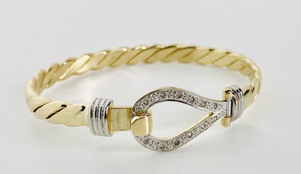 KIDS 9CT GOLD DIAMOND HOOK BANGLE 11 GRAMS