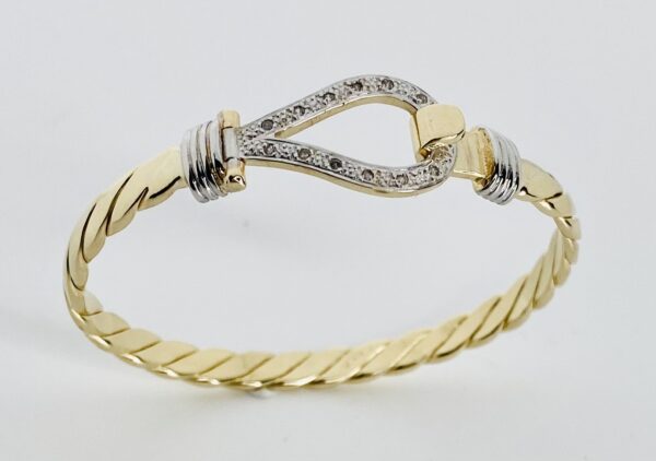 KIDS 9CT GOLD DIAMOND HOOK BANGLE 11 GRAMS - Image 2