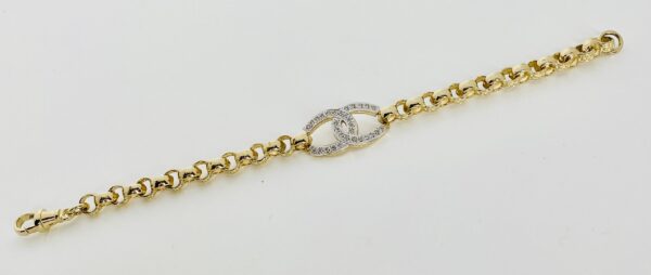 LADIES 9CT GOLD CZ HORSE SHOE BELCHER BRACELET 15 GRAMS - Image 2