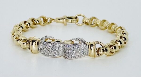 LADIES 9CT GOLD BOXING GOLVE BELCHER BRACELET 19 GRAMS