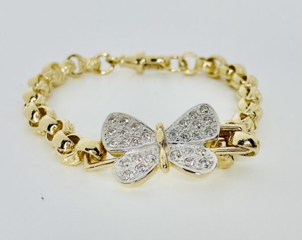 LADIES 9CT GOLD BUTTERFLY BELCHER BRACELET 17 GRAM