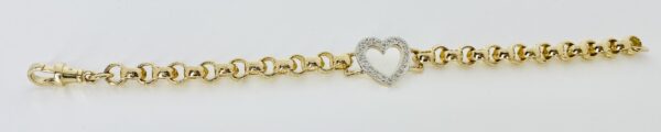 LADIES 9CT GOLD OPEN HEART BELCHER BRACELET 15 GRAMS - Image 2