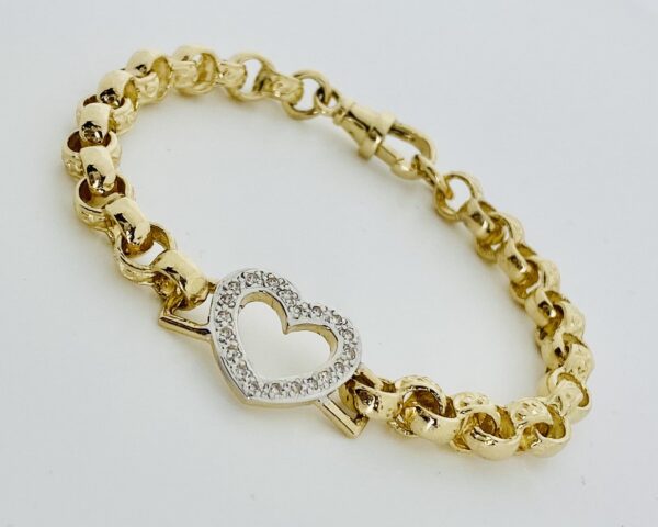LADIES 9CT GOLD OPEN HEART BELCHER BRACELET 15 GRAMS