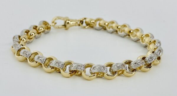 LADIES 9CT GOLD CZ BELCHER BRACELET 18 GRAMS