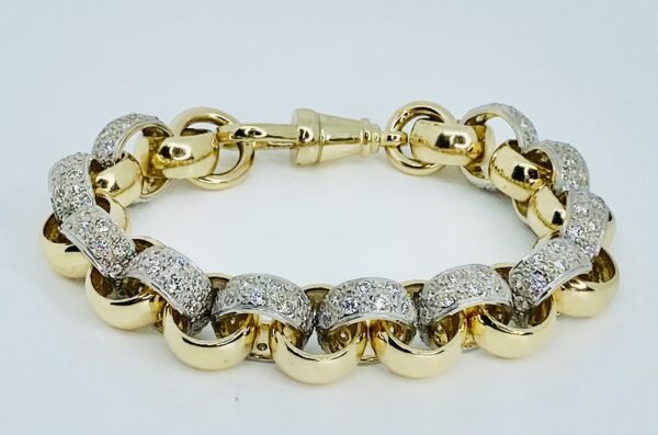 GENTS 9CT GOLD CZ BELCHER BRACELET 65 GRAMS