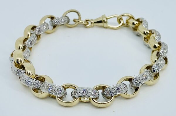 GENTS 9CT GOLD CZ BELCHER BRACELET 29 GRAMS