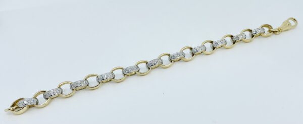 GENTS 9CT GOLD CZ BELCHER BRACELET 33 GRAMS - Image 2
