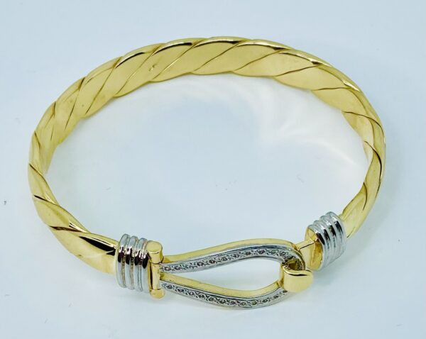 GENTS 9CT GOLD DIAMOND HOOK BANGLE 65 GRAM - Image 3