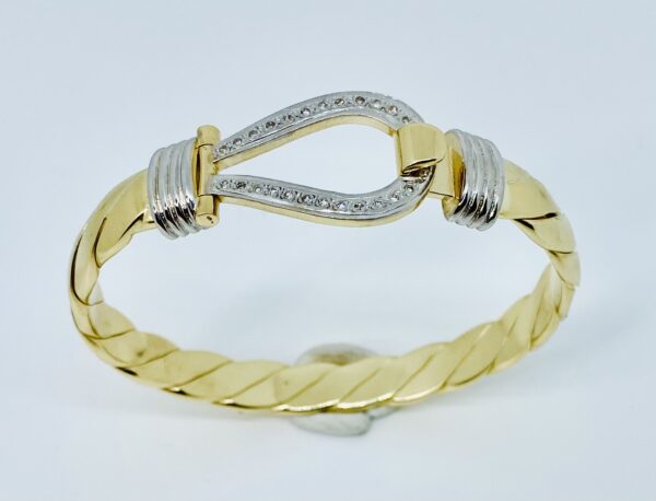 GENTS 9CT GOLD DIAMOND HOOK BANGLE 65 GRAM - Image 2