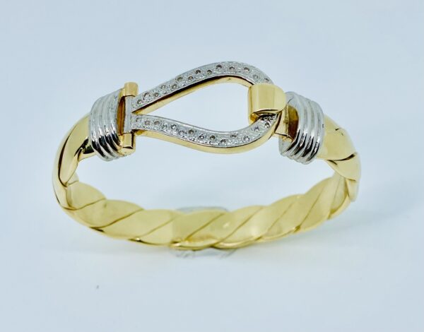 GENTS 9CT GOLD DIAMOND HOOK BANGLE  92 GRAM - Image 2