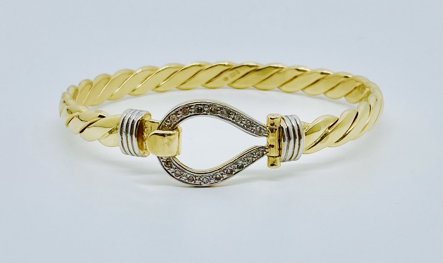 LADIES 9CT GOLD DIAMOND HOOK BANGLE 25 GRAM