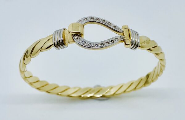 LADIES 9CT GOLD DIAMOND HOOK BANGLE  26 GRAM - Image 2