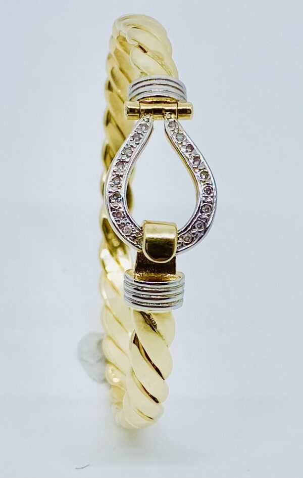 LADIES 9CT GOLD DIAMOND HOOK BANGLE  26 GRAM - Image 3