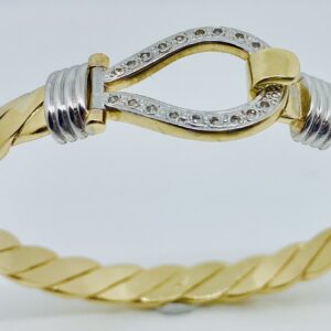 LADIES 9CT GOLD DIAMOND HOOK BANGLE 36 GRAM - Image 2