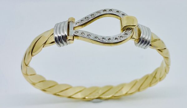 LADIES 9CT GOLD DIAMOND HOOK BANGLE 36 GRAM - Image 2