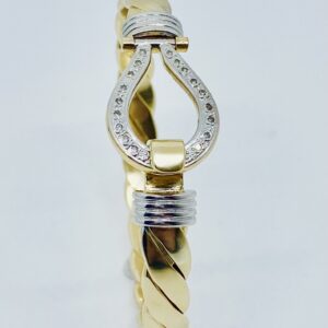 LADIES 9CT GOLD DIAMOND HOOK BANGLE 36 GRAM - Image 3