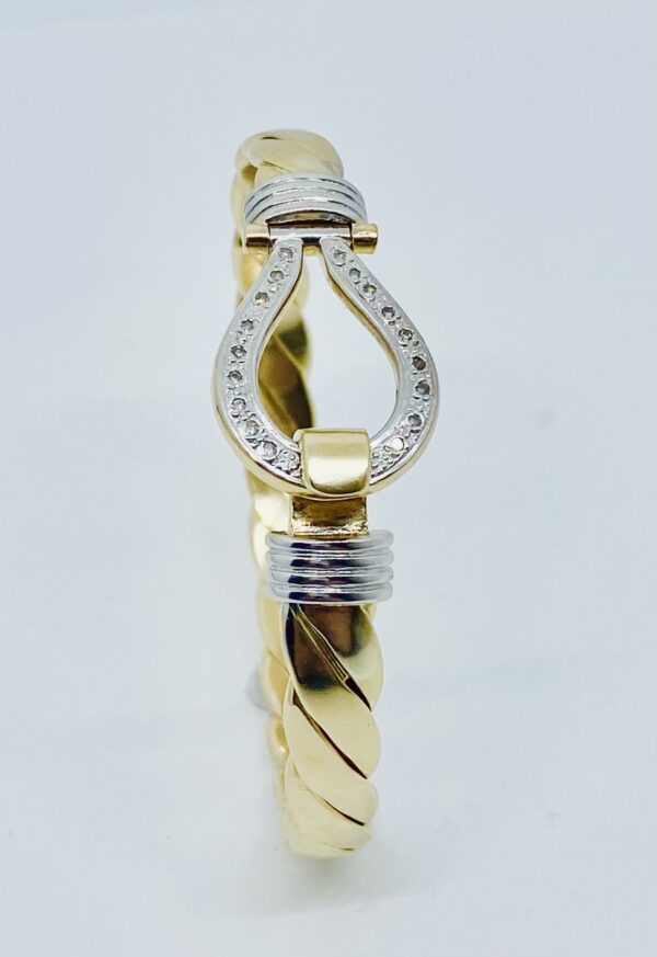LADIES 9CT GOLD DIAMOND HOOK BANGLE 36 GRAM - Image 3