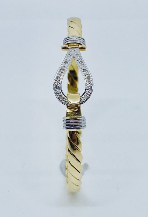 LADIES 9CT GOLD DIAMOND HOOK BANGLE 14 GRAMS - Image 3