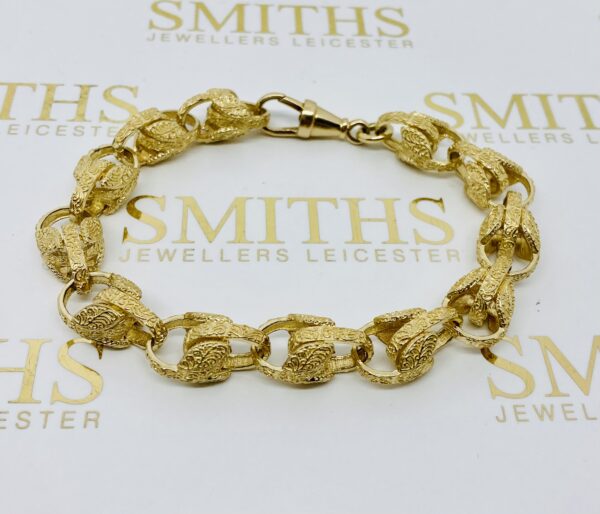 GENTS 9CT GOLD TULIP STYLE BRACELET 30 GRAMS