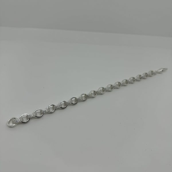 Sterling Silver cubic zirconia and patterned belcher bracelet - Image 7