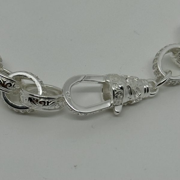 Sterling Silver cubic zirconia and patterned belcher bracelet - Image 4