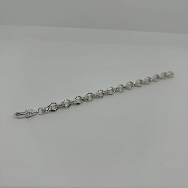 Sterling Silver cubic zirconia and patterned Belcher Bracelet - Image 5