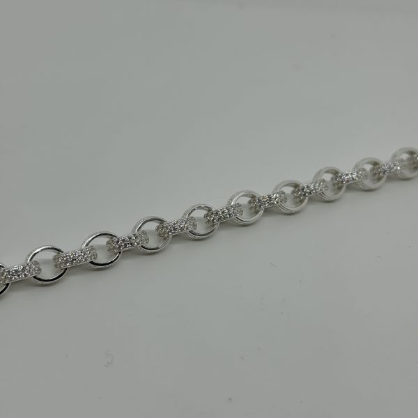 Sterling Silver cubic zirconia and patterned Belcher Bracelet - Image 6