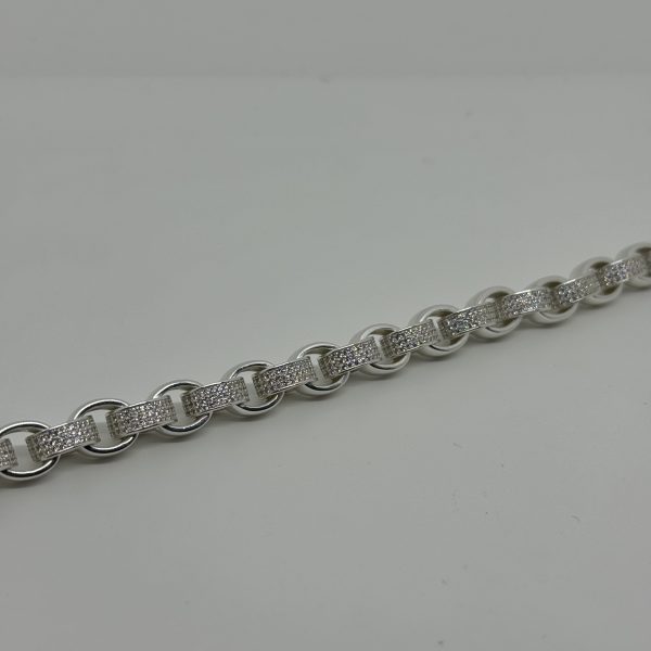 Sterling Silver cubic zirconia belcher bracelet - Image 4