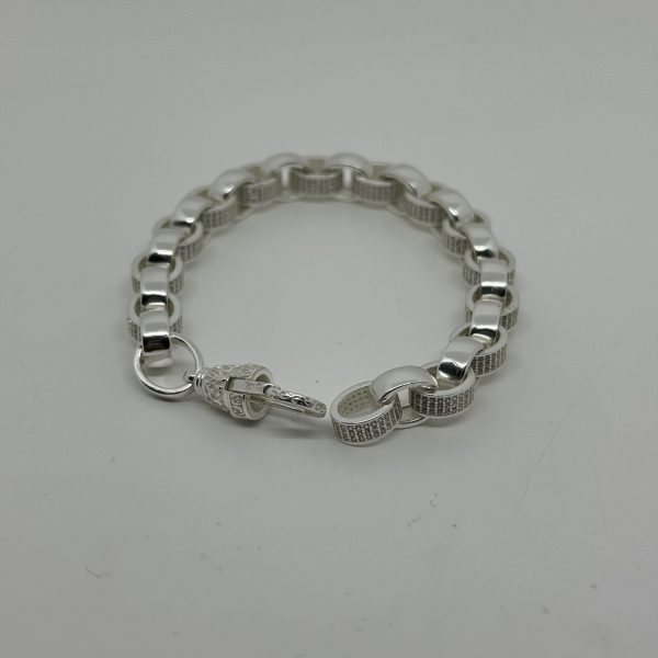 Sterling Silver cubic zirconia belcher bracelet - Image 3