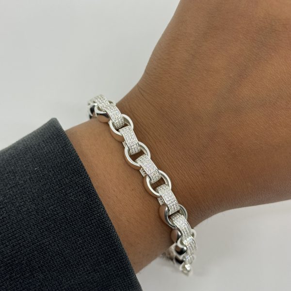 Sterling Silver cubic zirconia belcher bracelet