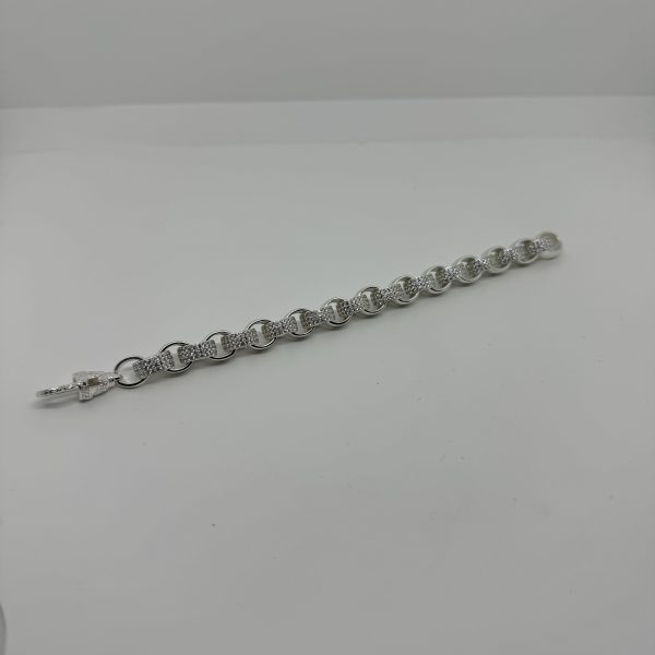 Sterling Silver cubic zirconia belcher bracelet - Image 5