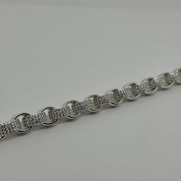 Sterling Silver cubic zirconia belcher bracelet - Image 4