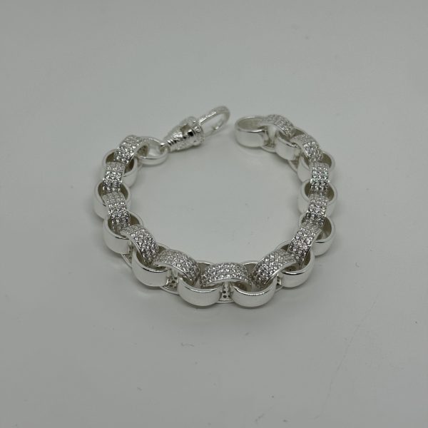 Sterling Silver cubic zirconia belcher bracelet - Image 2