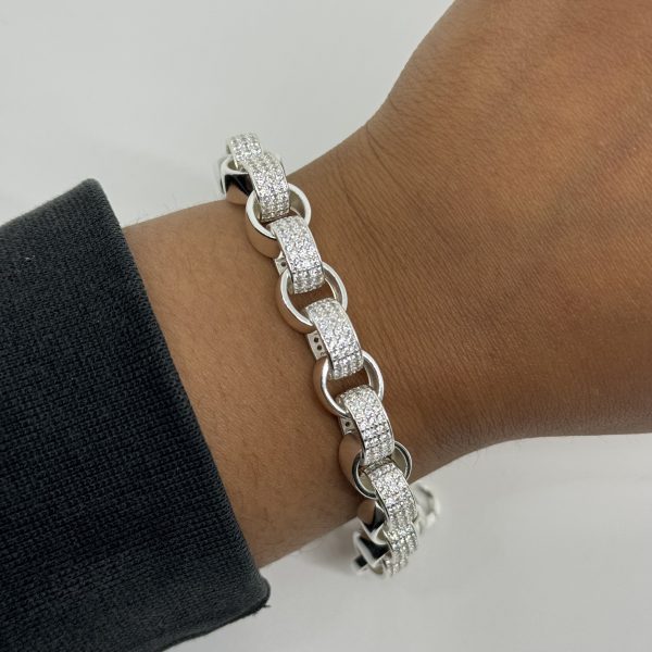 Sterling Silver cubic zirconia belcher bracelet