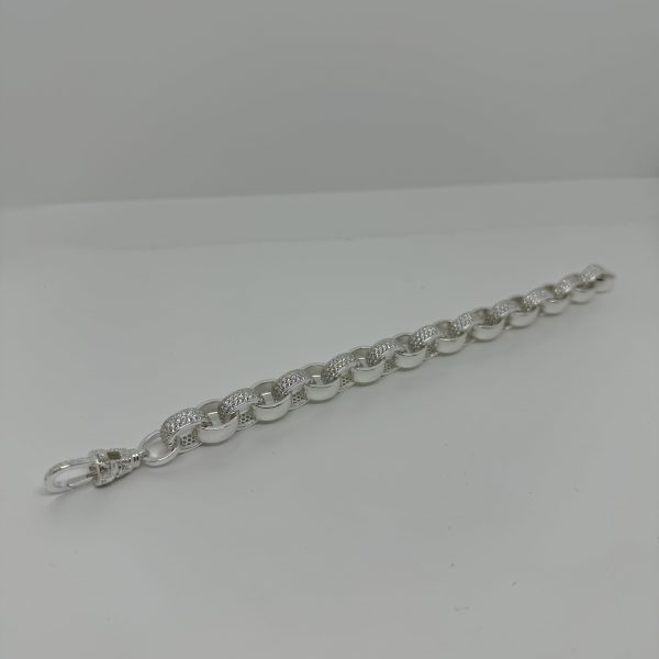 Sterling Silver cubic zirconia belcher bracelet - Image 5