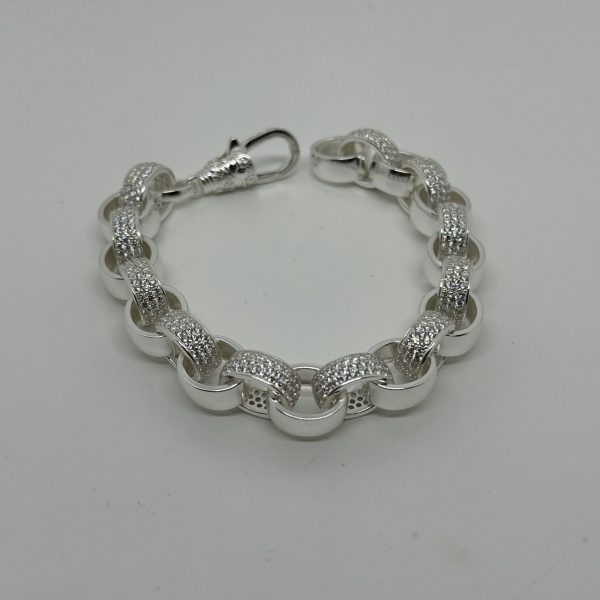 Sterling Silver cubic zirconia belcher bracelet - Image 2