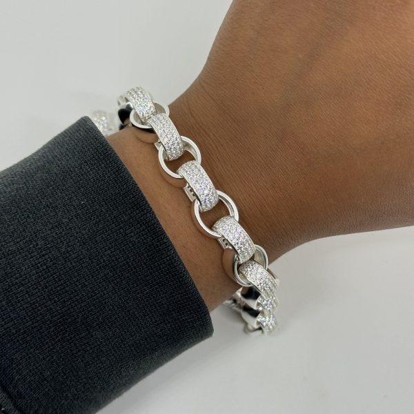 Sterling Silver cubic zirconia belcher bracelet