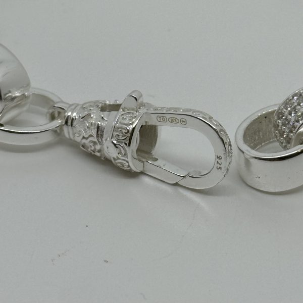 Sterling Silver cubic zirconia DAD Belcher bracelet - Image 4