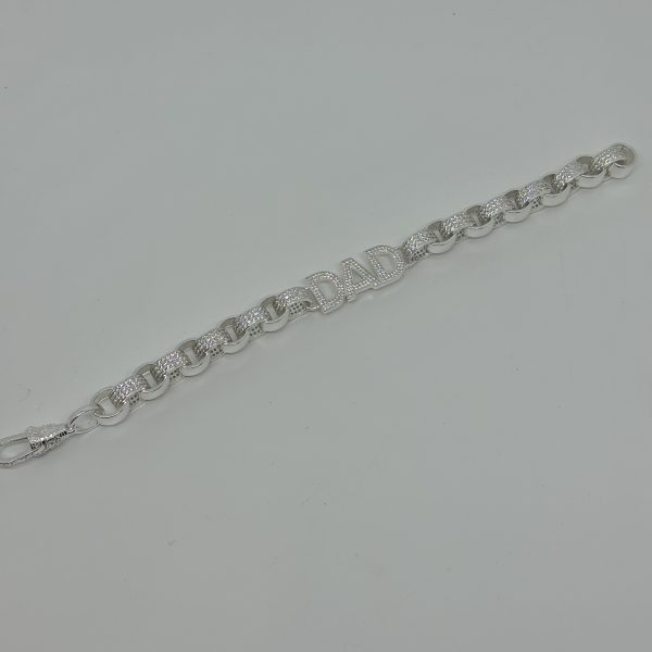 Sterling Silver cubic zirconia DAD Belcher bracelet - Image 5