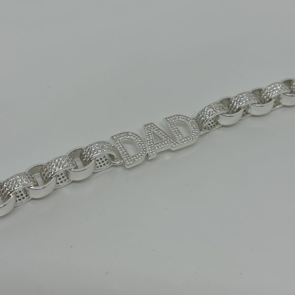 Sterling Silver cubic zirconia DAD Belcher bracelet - Image 6