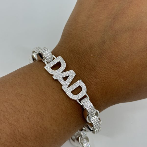 Sterling Silver cubic zirconia DAD Belcher bracelet
