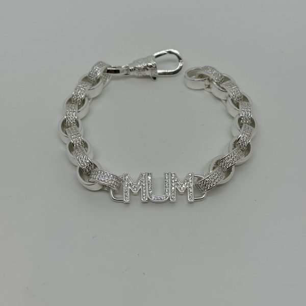 Sterling Silver cubic zirconia mum Belcher bracelet - Image 2