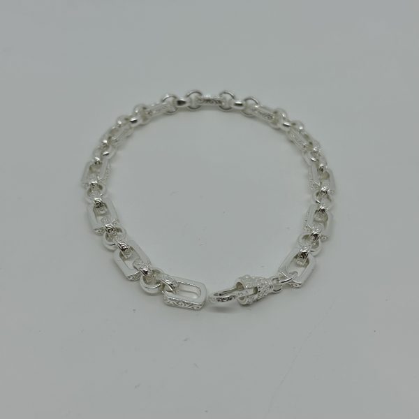 Sterling silver patterned gypsy link bracket - Image 4