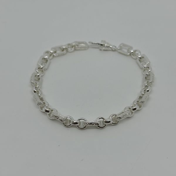 Sterling silver patterned gypsy link bracket - Image 3